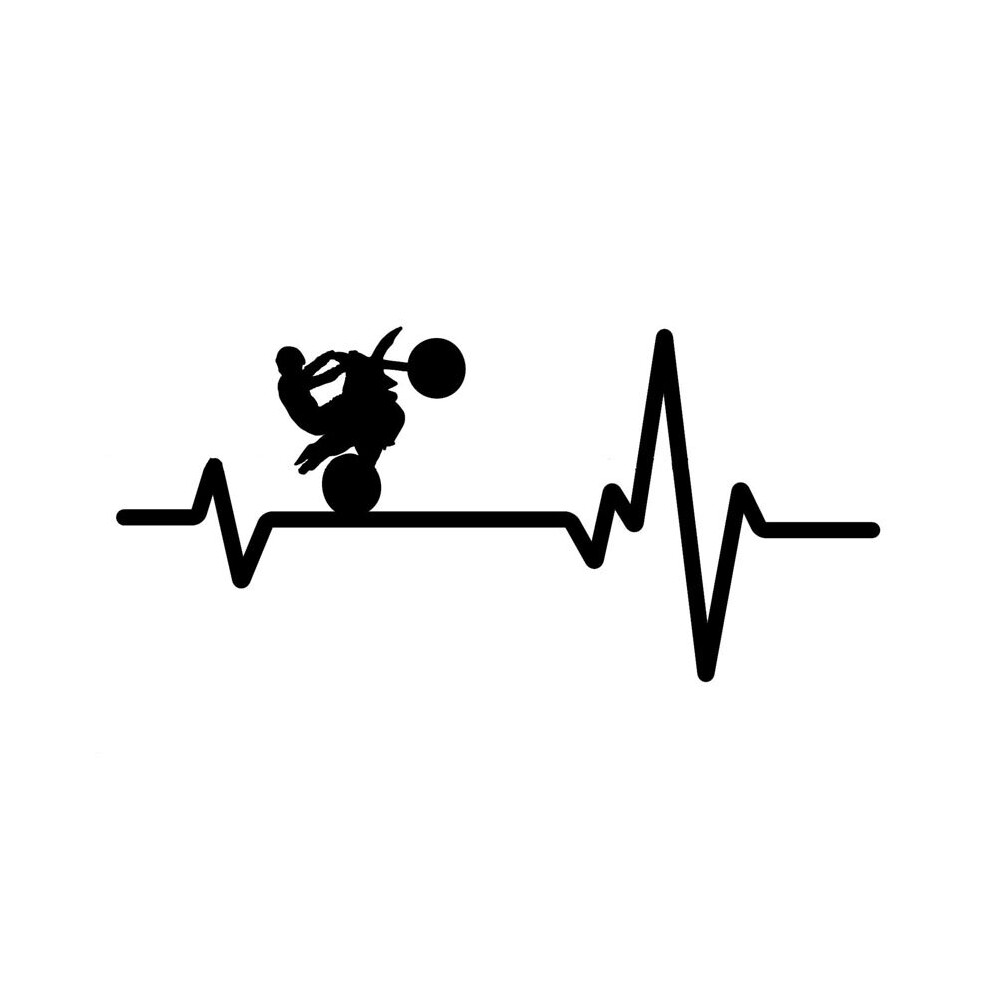Personality Car Sticker Dirt Bike Motorcycle Tires Wheelie Heartbeat Kk Vinyl Sunscreen Waterproof 16Cm*8Cm Black/Silver 5063131499728