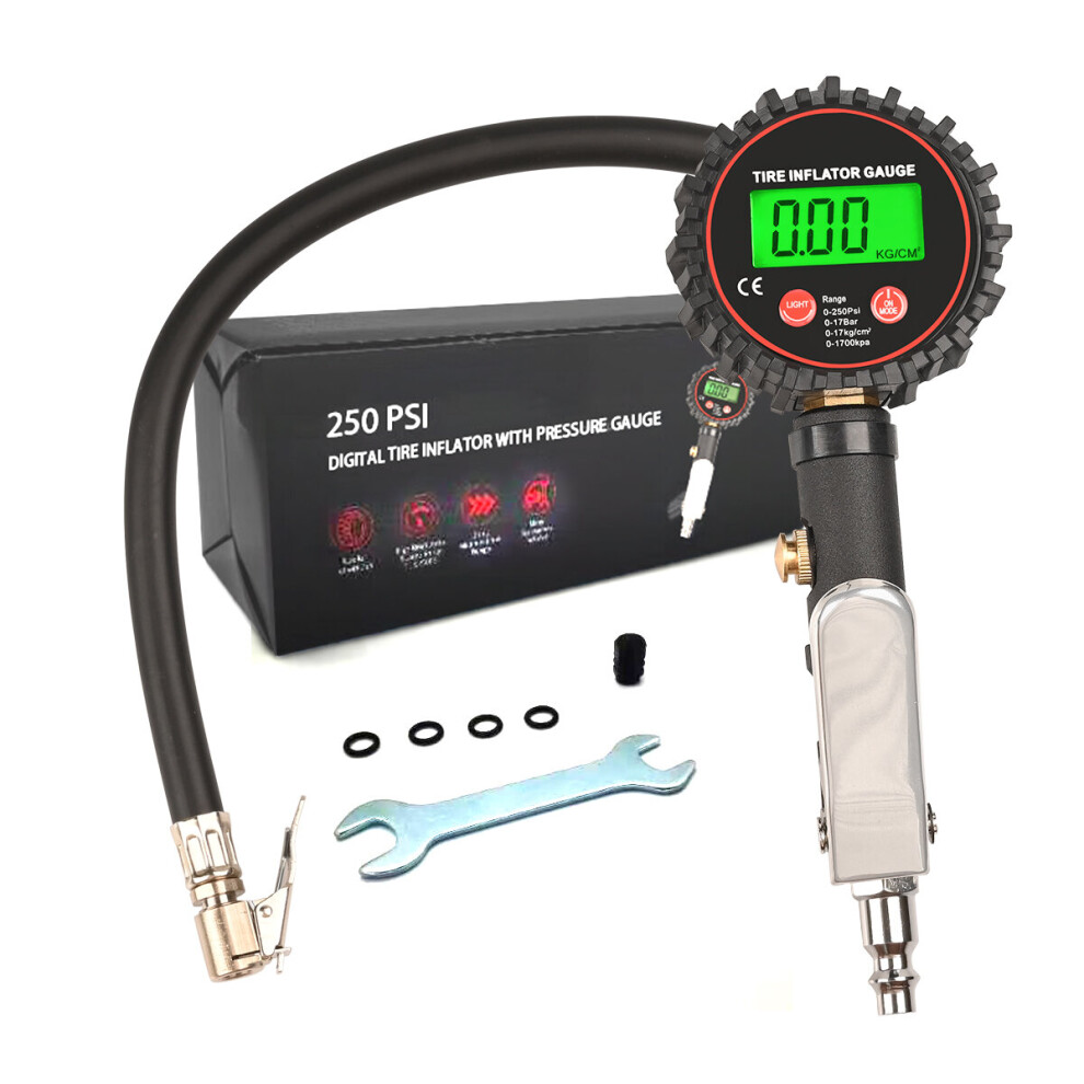 250Psi Digital Tire Air Pressure Inflator Gauge Lcd Tyre Inflator Gun Backlight Eu Us Fitting Measuring Tools Pressure Tester Ce 5063131499742