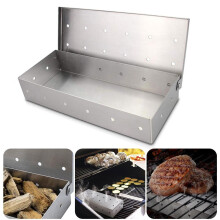 Washable Wood Chip Smoker Box For Grill Stainless Steel Hole Cold Smoke Generator Box BBQFor Meat Smoking Barbecue
