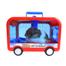 Hamster Cage Bus Plastic Campus Mobile Portable Hamster Cage Outside Pipe Tub Twocolor Jaula Hámster Conejos Accesorios