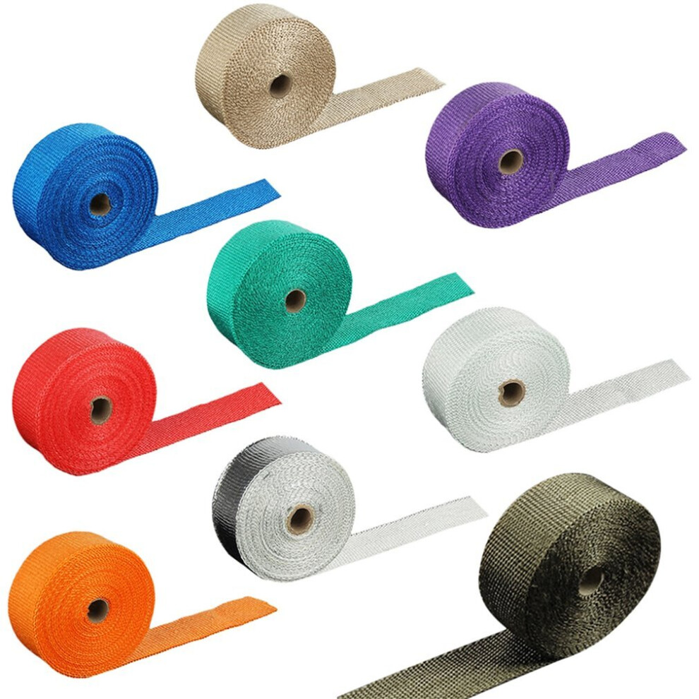 New Titanium Roll Fiberglass Cloth Exhaust Header Pipe Heat Wrap Tape+6 Ties 5063131636741