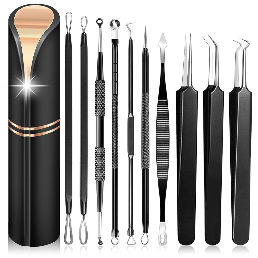 Wejoy Nose Face Pimple Popper Tool Kit 10Pcs Blackhead Remover Stainless Steel Extractor Acne Tools For Blemish Whitehead Popping Zit