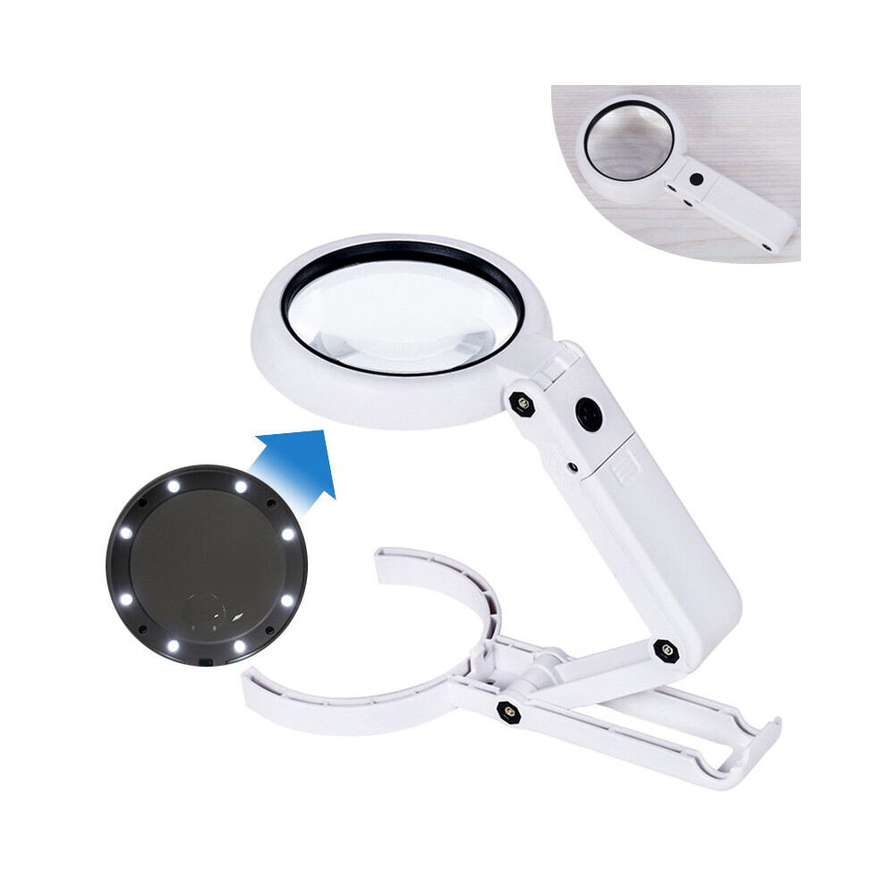 Wejoy Foldable Magnifier 5X 11X Magnifier Lamp For Newspape 8 Led Table Desk Stand Handheld Portable Magnifying Glass Loupe C