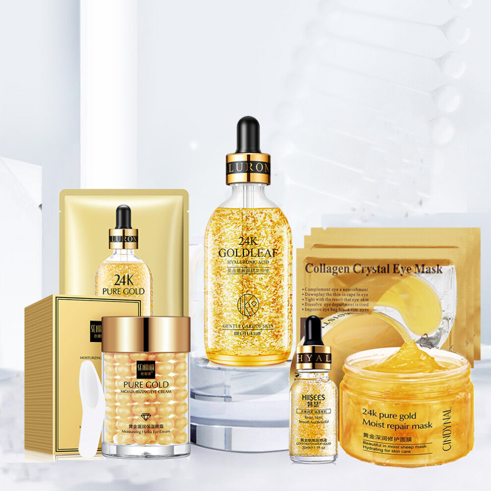 Wejoy Gold 24K Facial Kit Whitening Acne Hyaluronic Acid Serum Anti-Wrinkle Eye Care Niacinamide Freckle Repair Sleeping Mask