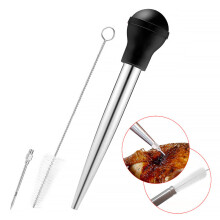Stainless Steel Turkey Baster with Needles and Cleaning Brush