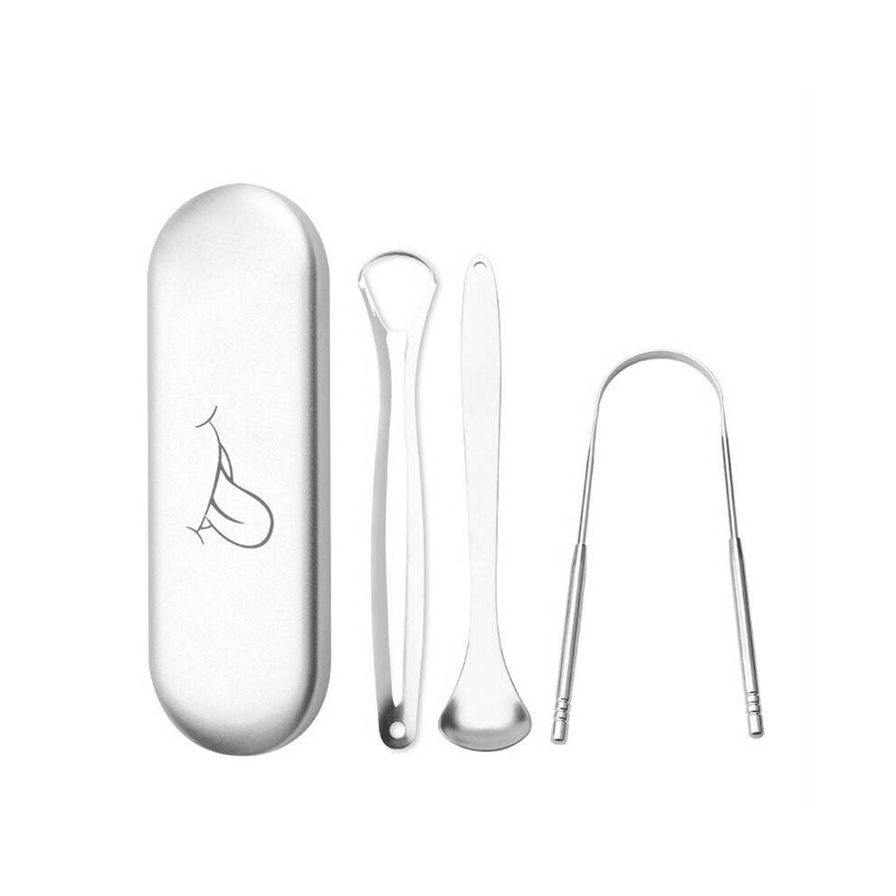 Wejoy 2/3Pcs Useful Tongue Scraper Stainless Steel Oral Tongue Cleaner Medical Mouth Brush Reusable Fresh Breath Maker