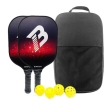 Racket Set Carbon Fiber Composition PE Honeycomb Core (2 Pickleball Paddles+4 Balls+1 Cover Bag)