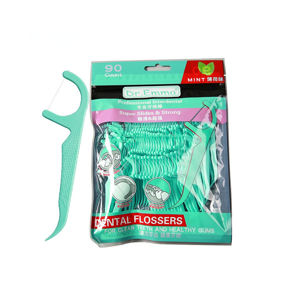 Wejoy 90Pcs Dental Floss Flosser Picks Toothpicks Teeth Stick Tooth Cleaning Interdental Brush Dental Floss Pick