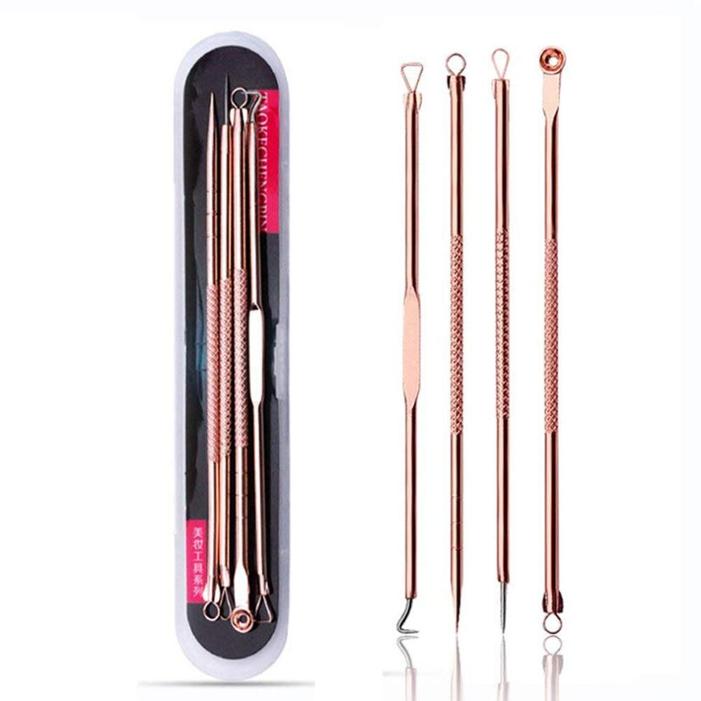 Wejoy 4Pcs Stainless Steel Blackhead Needle Kit Acne Extractor Tool Set Fat Granule Removal Kit With Case For Whiteheads Comedones