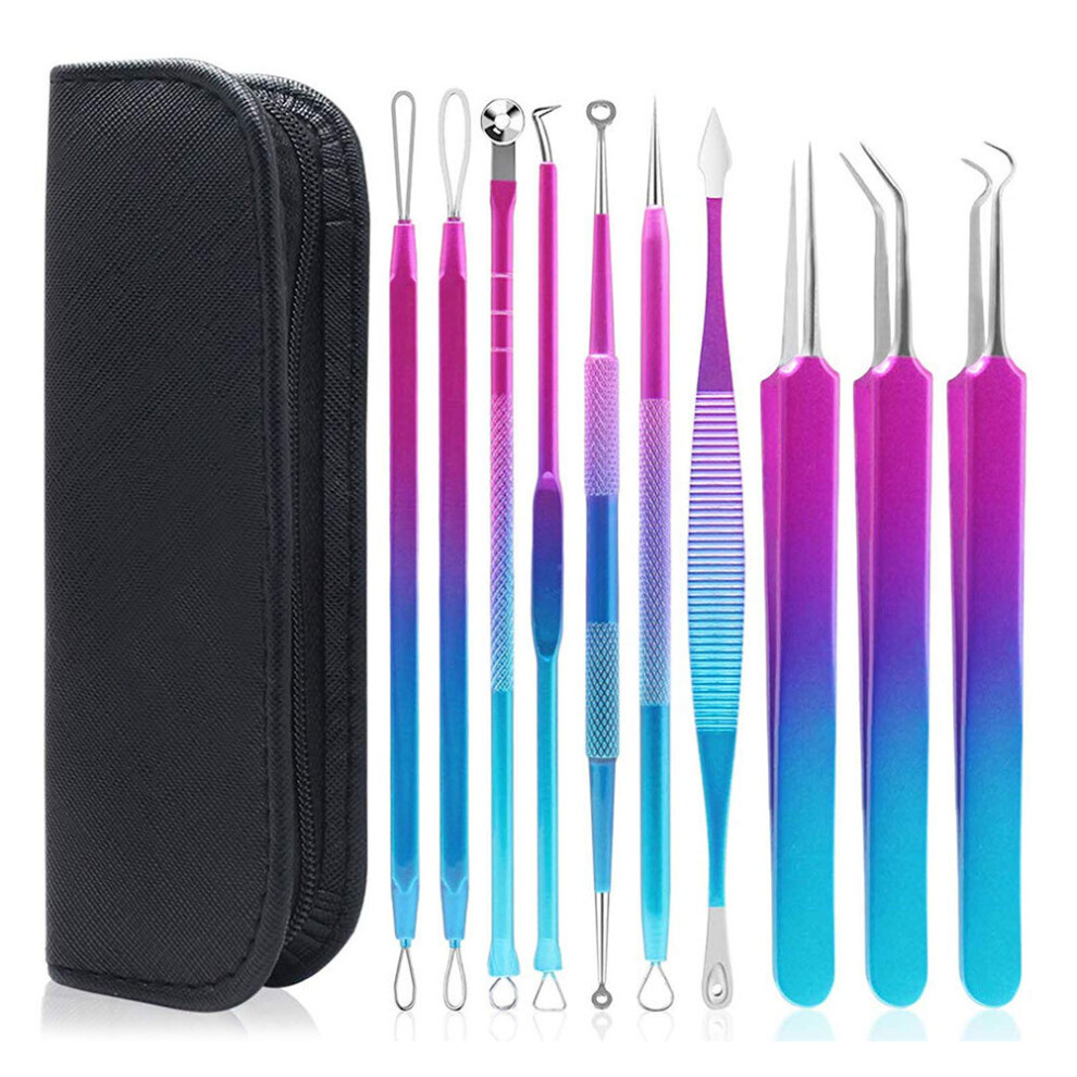 Wejoy 10Pcs Acne Removal Tool Kit Pro Blackhead Remover Face Pimple Needle Clip Acne Removal Tool Kit Tweezers Skin Care Tools