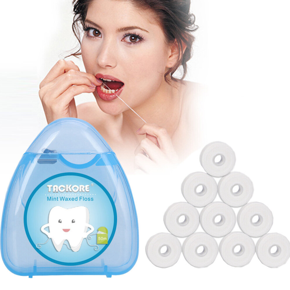 Wejoy 1 Box +10 Rolls 50M Dental Flosser Oral Hygiene Teeth Cleaning Wax Mint Flavored Dental Floss Spool Toothpick Teeth Flosser