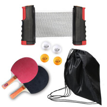 Portable Table Tennis Net Racket Set Ping Pong Set Telescopic Ping Pong Net Rack With 1Pair Table Tennis Paddle 4PCS Balls Kit