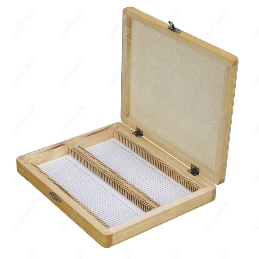 Slide for Microscope-AmScope Supplies Microscope Slide Wooden Box Holding 100 Piece Slides SKU: PS100-WB-image-OPC-PBNWVFR-NEW