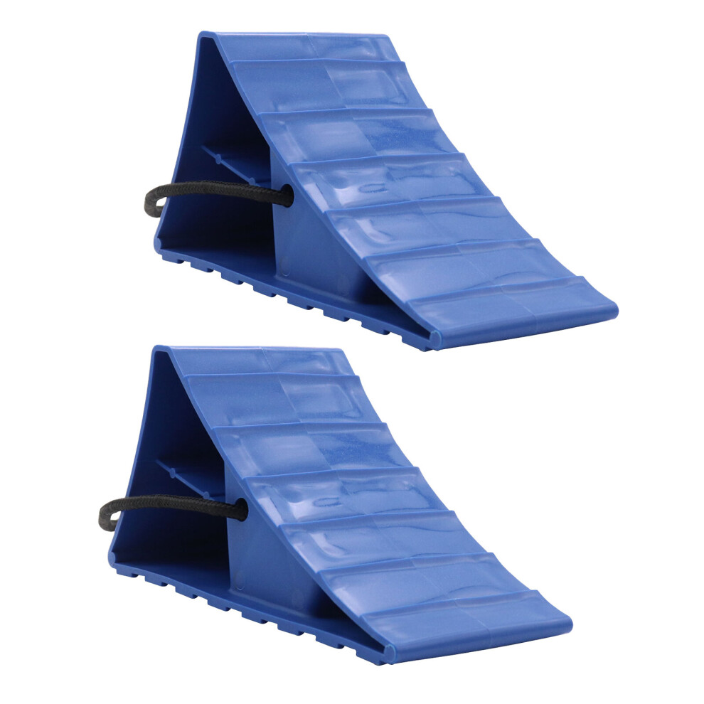 2Pcs Rv Wheel Stoppers Antislip Anti-Uv Heavy Duty Tire Wheel Chock Stop Wheel Chocks Block For Vehicle Car Truck Sky Blue 5063131431810