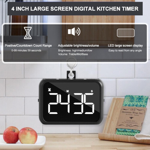 LED Digital Kitchen Timer Large Display USB Digital Timer Square ...