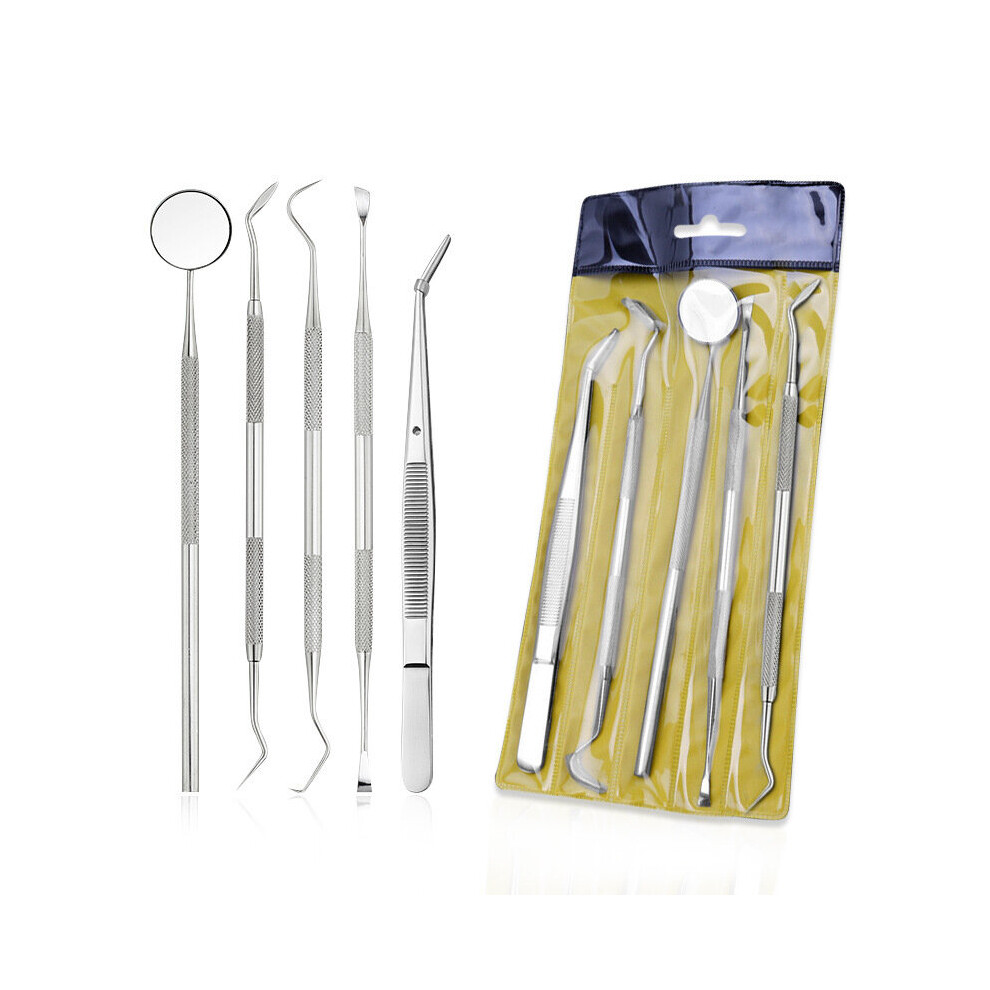 Wejoy New 3/4/5Pcs Dental Mirror Stainless Steel Dental Dentist Prepared Tool Set Tooth Care Kit Instrument Tweezer Hoe Sickle Scaler