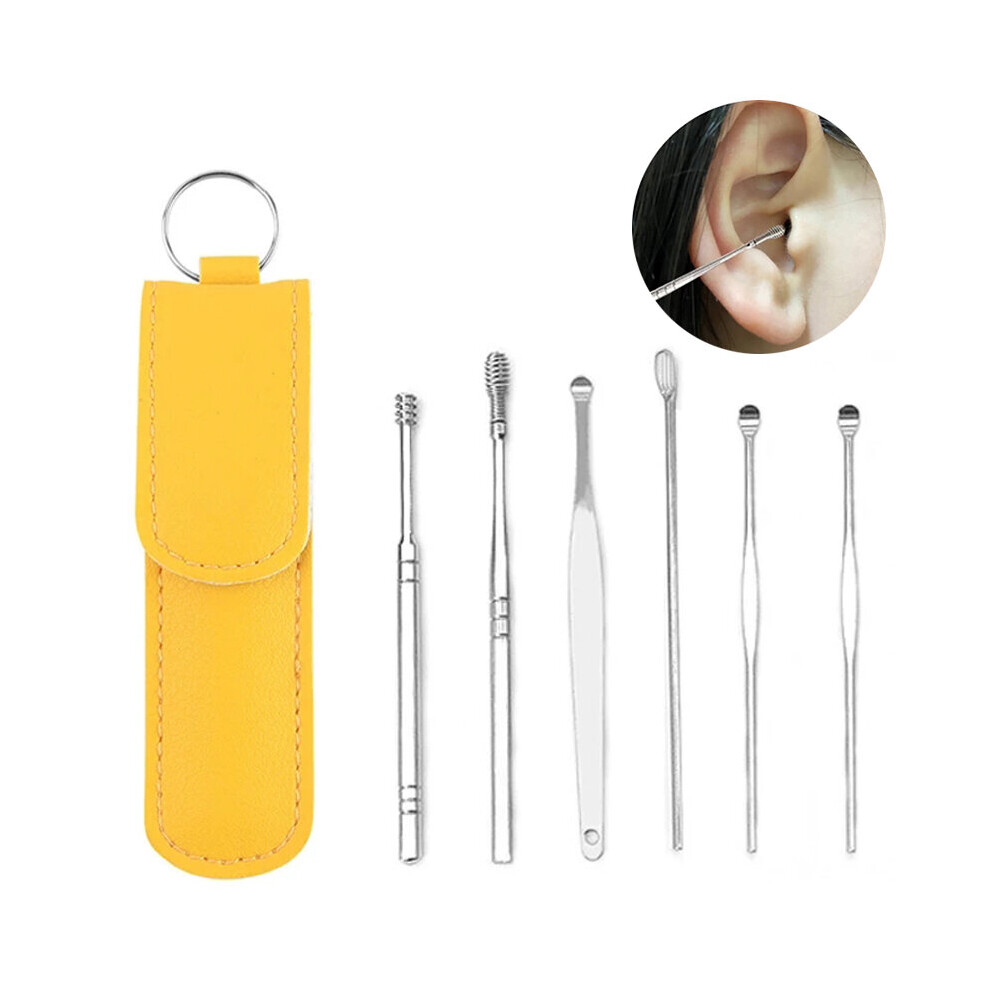 Wejoy Light 6Pcs Ear Cleaner Wax Removal Tool Earpick Sticks Earwax Remover Curette Ear Pick Cleaning Ear Cleanser Spoon Portable Earpick