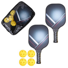 Pickleball Paddle Set Glass Fiber Lightweight Racket Ball Cricket Bat Kit with 2 Paddles+4 Balls+ Portable Cover Bag