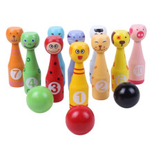 13pcs/set Wooden Bowling Set 10 Pins 3 Ball Animal Bowling Game for Children