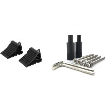 2Pcs Antislip Vehicle Truck Wheel Tire Chock Stop Block Black & 1Set Motorcycle LED Headlight Fog Light Mounting Bracket