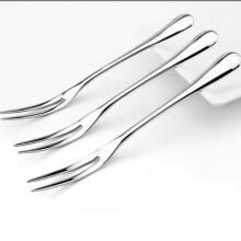 VanKood Stainless Steel Fruit Fork Dessert Fork Eco-friendly Two Tooth Dinner Forks Fork Western Style Kitchen BBQ Tool