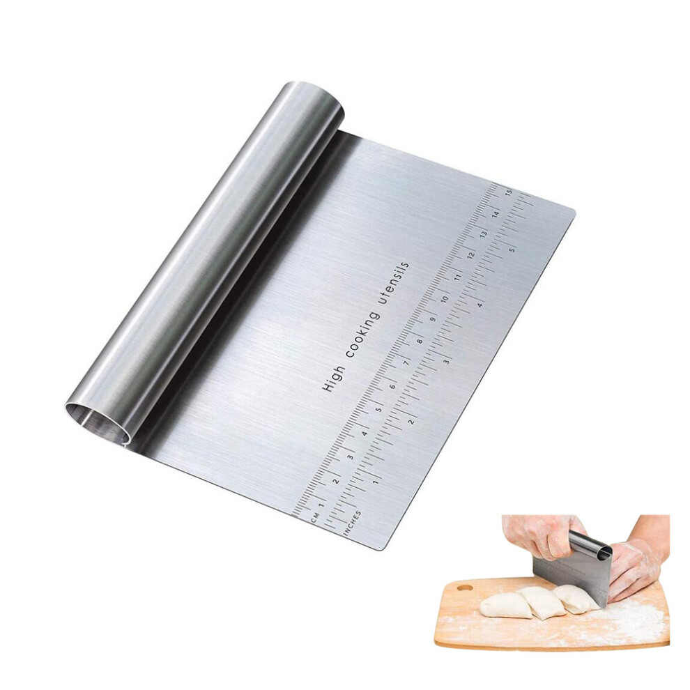 Stainless Steel Pizza/Bread/Dough Cutter With Measuring Scale Cake Scraper Pastry Cutter Baking Supplies Bench Scraper 0851