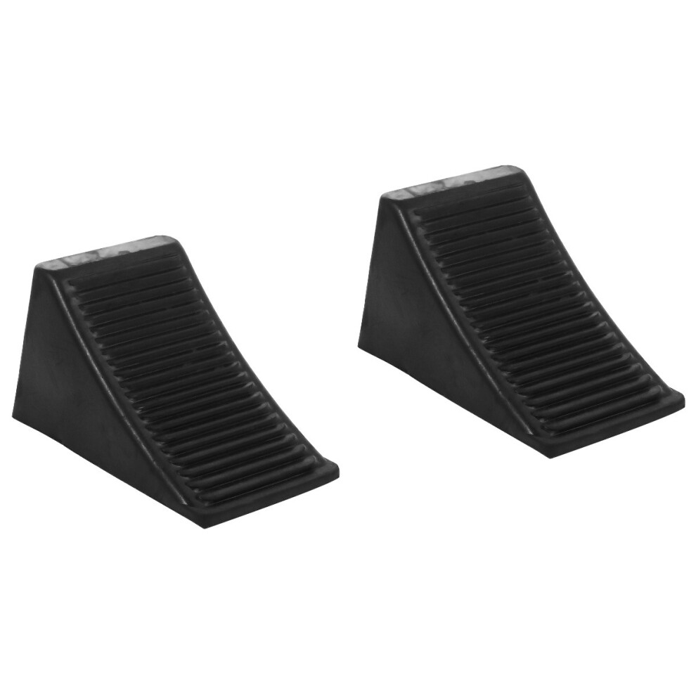 2Pcs Rubber Wheel Chock Heavy Duty Block Kerb Ramp For Vehicles Caravan Trailer 5063131431926