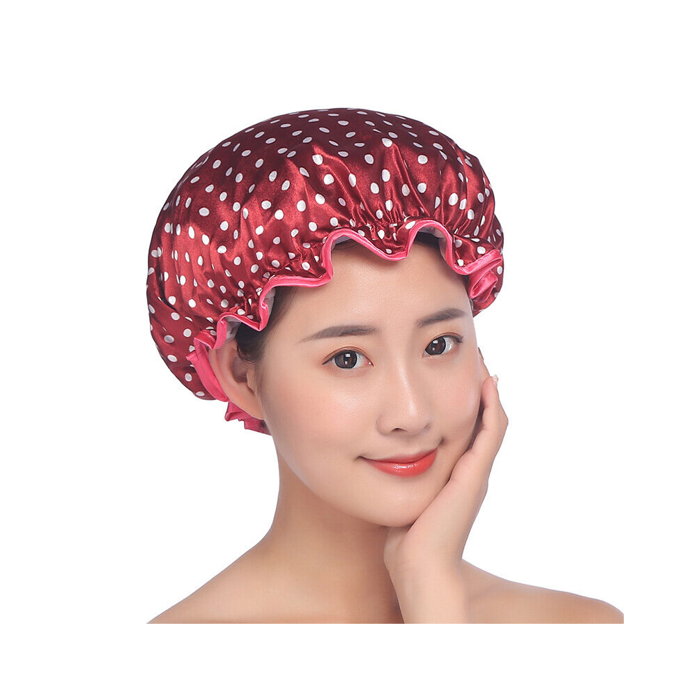 Wejoy Waterproof Shower Cap Double Layer Elastic Bath Hat Bathing Cap For Women Spa Bathing Accessory Hair Salon Bathroom Product