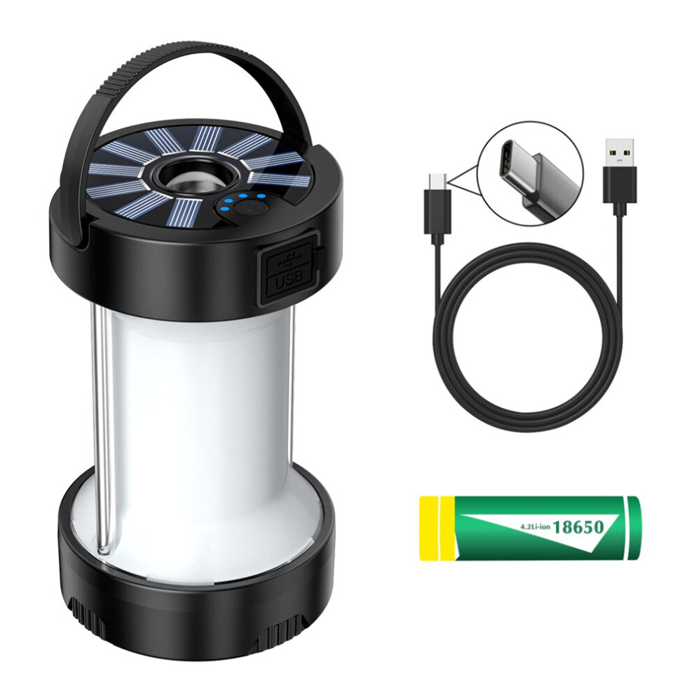 Bright LED Camping Light USB Rechargeable Portable Solar Camping Lantern Magnetic Flashlight Emergency Lamp Outdoor WorkLighting