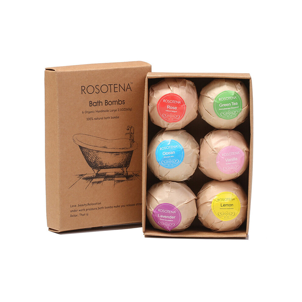 Wejoy 6Pcs Bath Bomb Skin Whitening Bath Salt Body Moisturizing Bath Natural Bubble Gift Set Spa