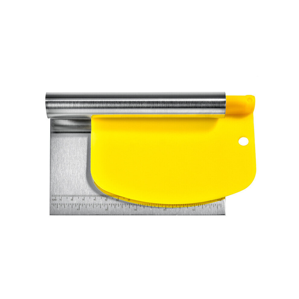 Stainless Steel Bench Scraper/Chopper and Plastic Bowl Scraper,Multi-purpose Kitchen Tool Yellow