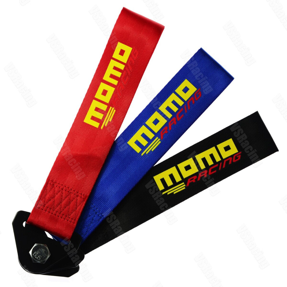 High Strength Momo Towing Rope Nylon Trailer Tow Ropes Racing Car Universal Tow Eye Strap Tow Strap Bumper Trailer Tow Hook Red/Black/Blue 5063131537437