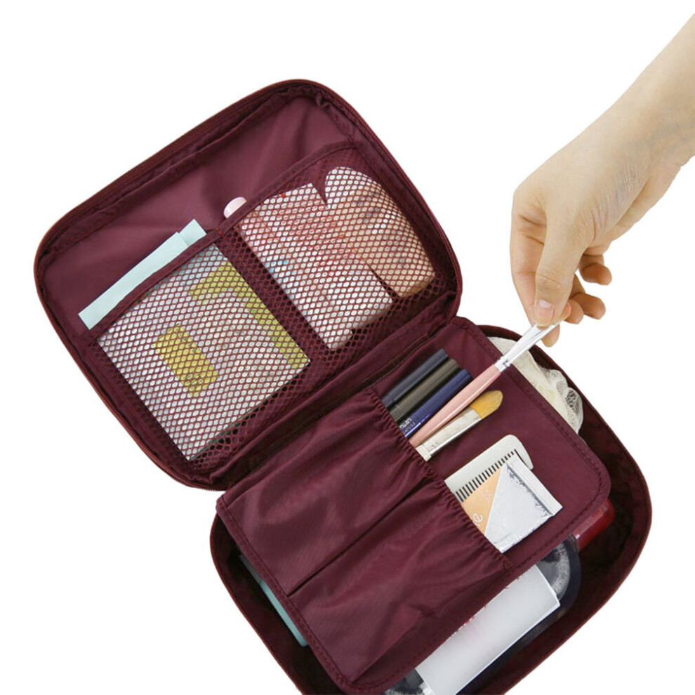 Wejoy Simple Solid Color Nylon Zipper Make Up Toiletry Storage Travel Wash Pouch