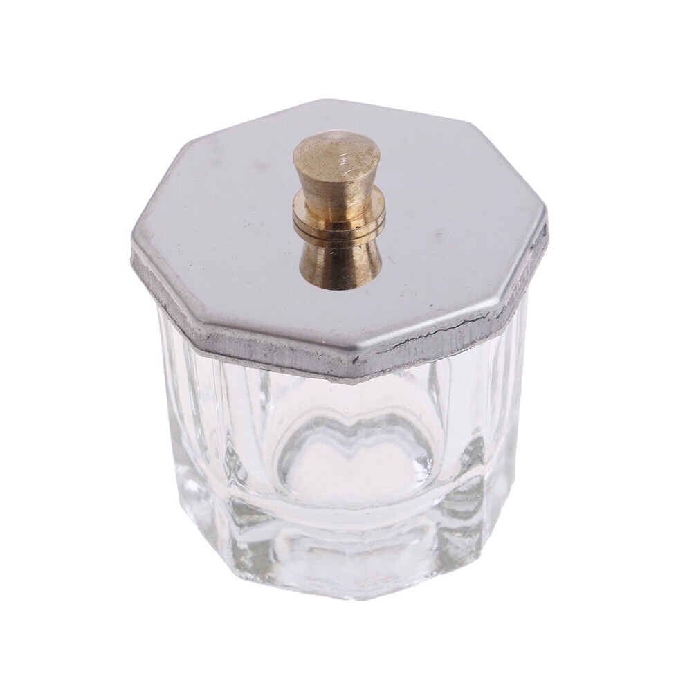 Wejoy Thick Glass Crystal Dappen Dish Cup With Lid Acrylic Liquid Powder Container Nail Art Tools