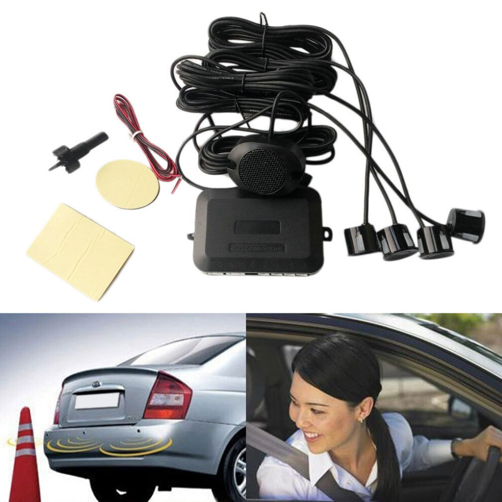 4 Parking Sensors Car Backup Reverse Radar Rearview Buzzer Sound Alarm 5063131604573