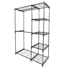 Portable Practical 5-tier Wardrobe Closet without Cloth Cover Black Sturdy and Durable Clothing Storage Rack Easy to Install