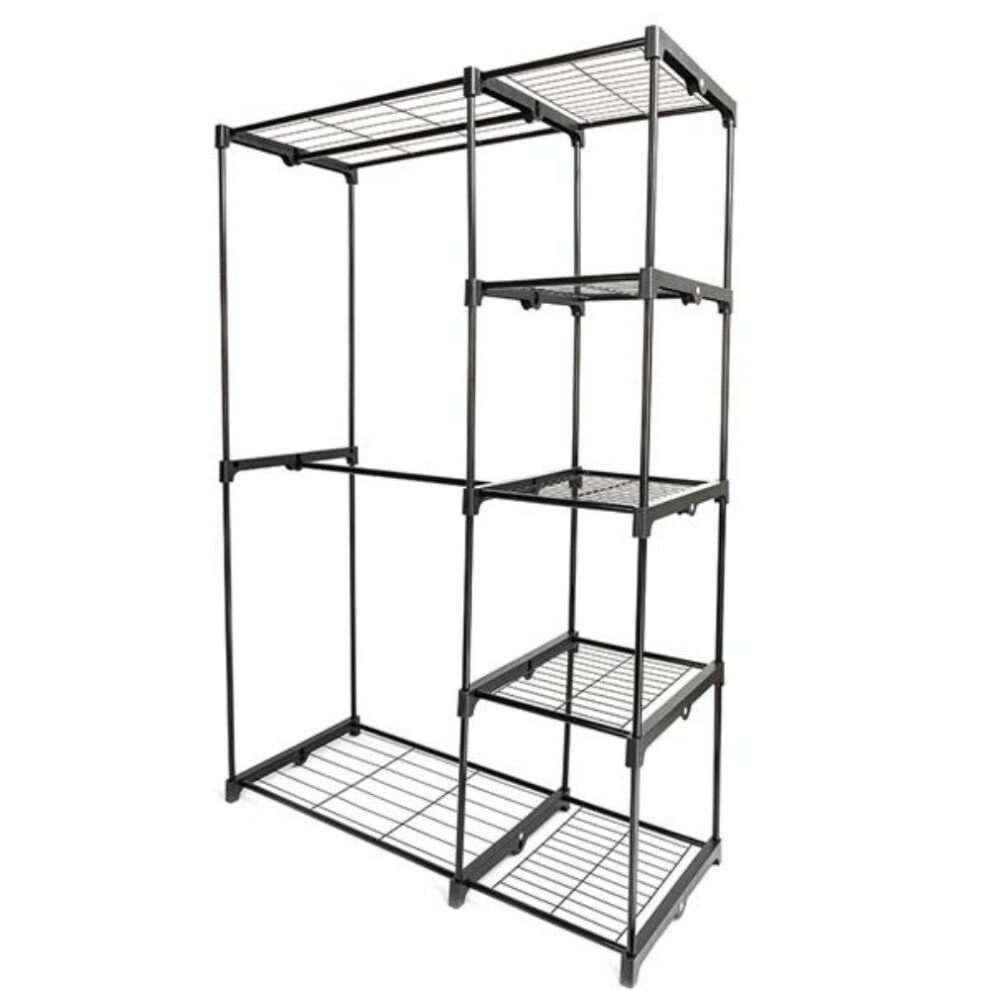 Portable Practical 5-tier Wardrobe Closet without Cloth Cover Black Sturdy and Durable Clothing Storage Rack Easy to Install-image-OPC-PBNWYHC-NEW