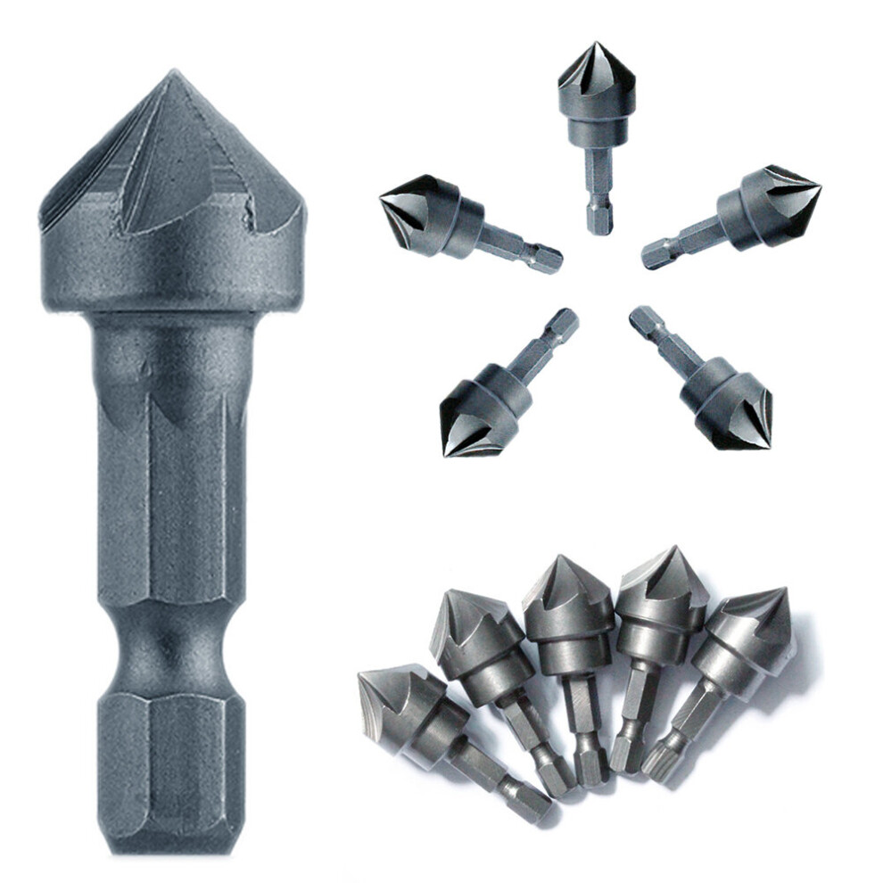 1Pc 90 Degree Countersink Drill Chamfer Bit 1/4" Hex Shank Carpentry Woodworking Angle Point Bevel Cutting Cutter Remove Bur 5063131548563