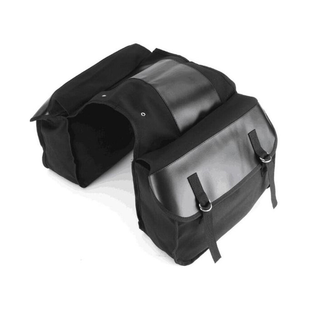 High Capacity Motorcycle Touring Saddle Bag Canvas Waterproof Panniers Motorbike Luggage 1Pc Black 5063131435771