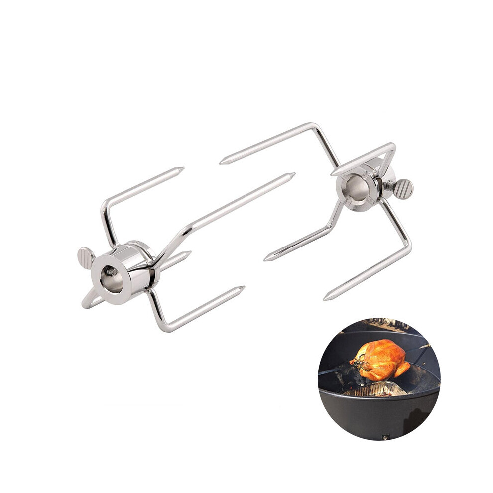LMETJMA 2pcs/set Rotisserie BBQ Forks Stainless Steel Spit BBQ Forks Charcoal Chicken Grill Rotisserie Meat Fork BBQ Tool KC0149-image-OPC-PBNWZ79-NEW