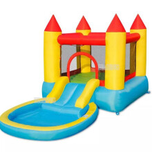 Factory Custom Kids Inflatable Bounce Castle Trampoline Bouncer With Slide And Pool