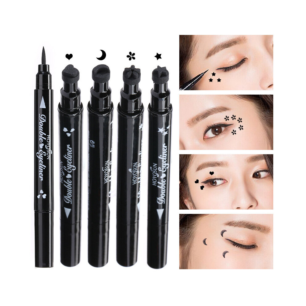 Wejoy Double Head Eyeliner Stamp Eyeliner Pen Moon Heart Flower Eyeliner Make Up Waterproof Eyeliner Pencil Cosmetics Makeup Txtb1