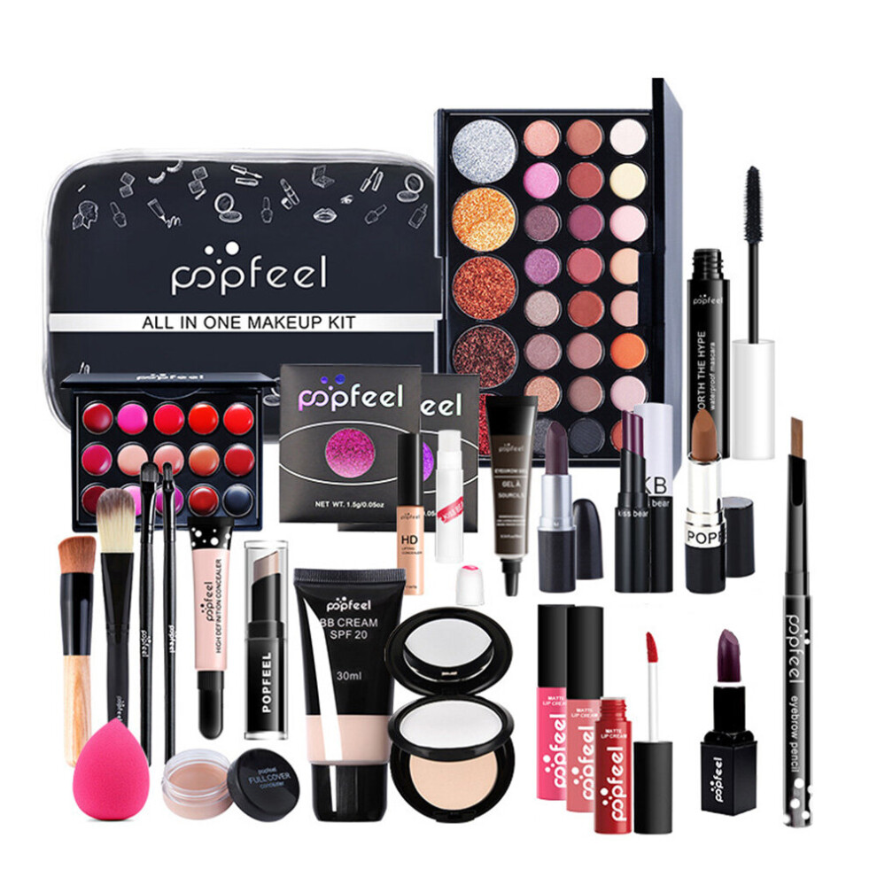 Wejoy 27Pcs Foundations With Cosmetic Bag Charming Professional Long Lasting Mascara Makeup Set Matte Lipstick Gift Eyeshadow Palette