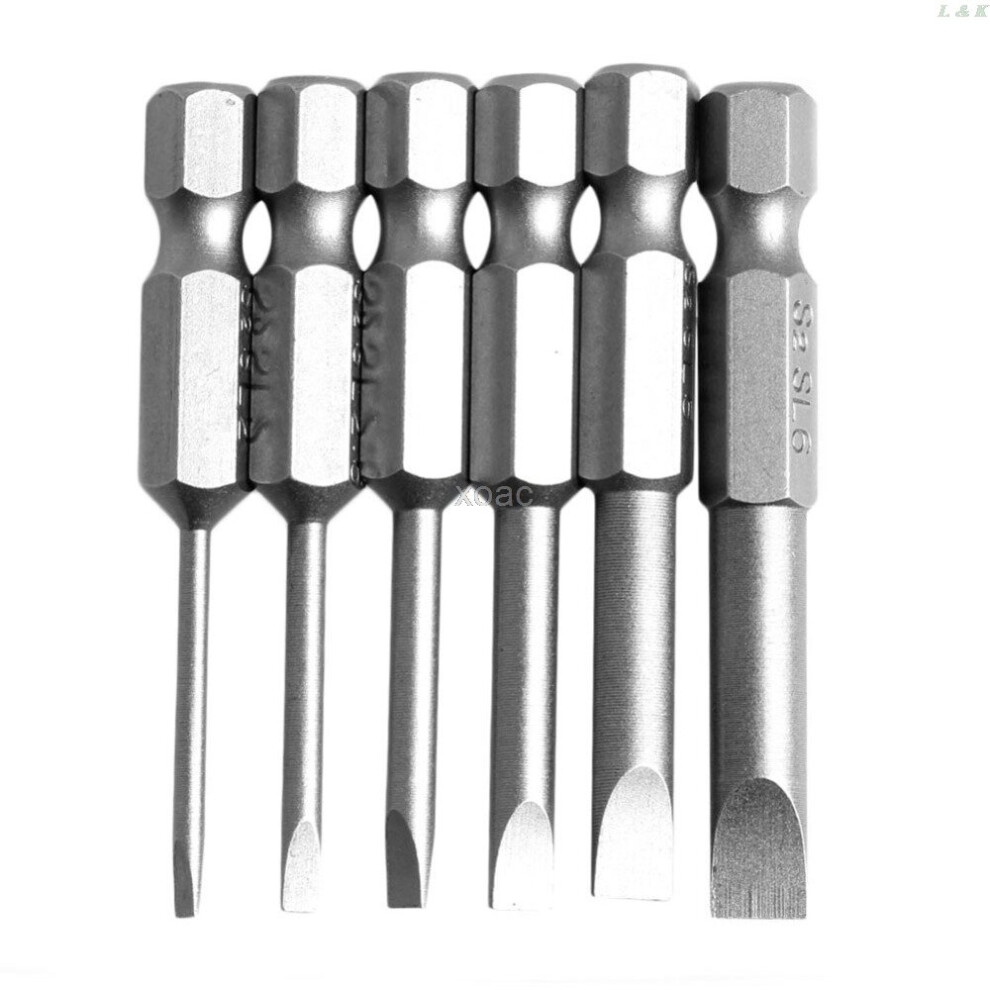 6Pcs/Set 50mm 2.0-6.0mm Flat Head Slotted Tip Screwdrivers Bits  M06 dropship-image-OPC-PBNWZV6-NEW