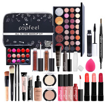 27Pcs Makeup Set Matte Lipstick Professional Eyeshadow Palette Mascara Gift With Cosmetic Bag Travel Portable Long Lasting