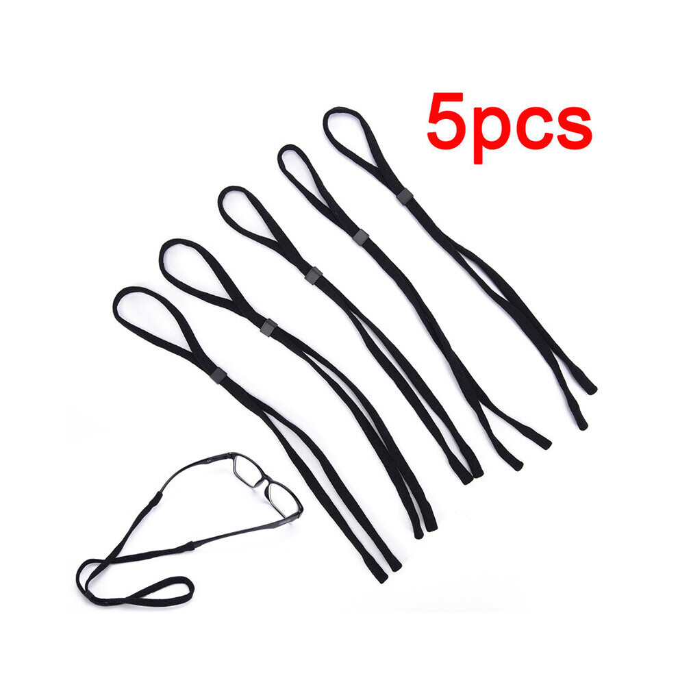 Wejoy Black 5Pcs Adjustable Sunglasses Chain Sport Glasses Cord Eyeglasses Eyewear Cord Holder Neck Strap Reading Glasses
