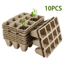 10pcs Growing Tray 12 Grid Degradable Environmental Biodegradable Paper Pulp Pot Herb Plant Starter Nursery Cup Kit Transplanter