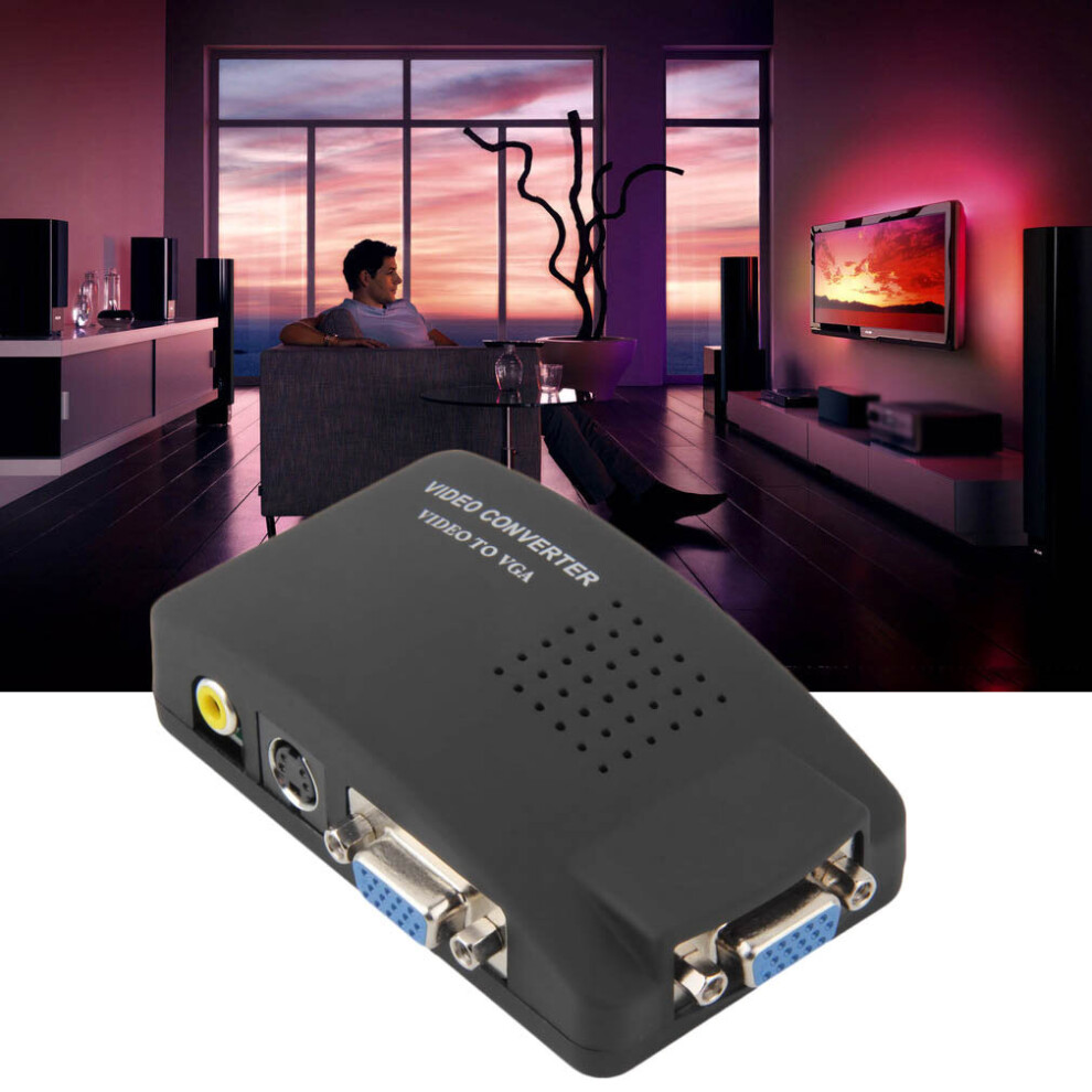 Pc Laptop Composite Av/S Video To Vga Tv Converter Monitor Adapter Switch Box 5063131608793