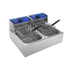 ITOP 12L Electric Fryer Double Tanks Deep Fryer 5000W Commercial Kitchen French Fries Fryer Machine Two Fry Baskets 220V 240V