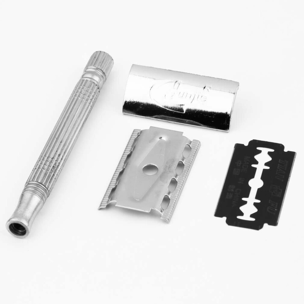 Wejoy Silver Durable Junjie Jj-6338 Old Style Double Blade Razor Shaver Sharp Veneer
